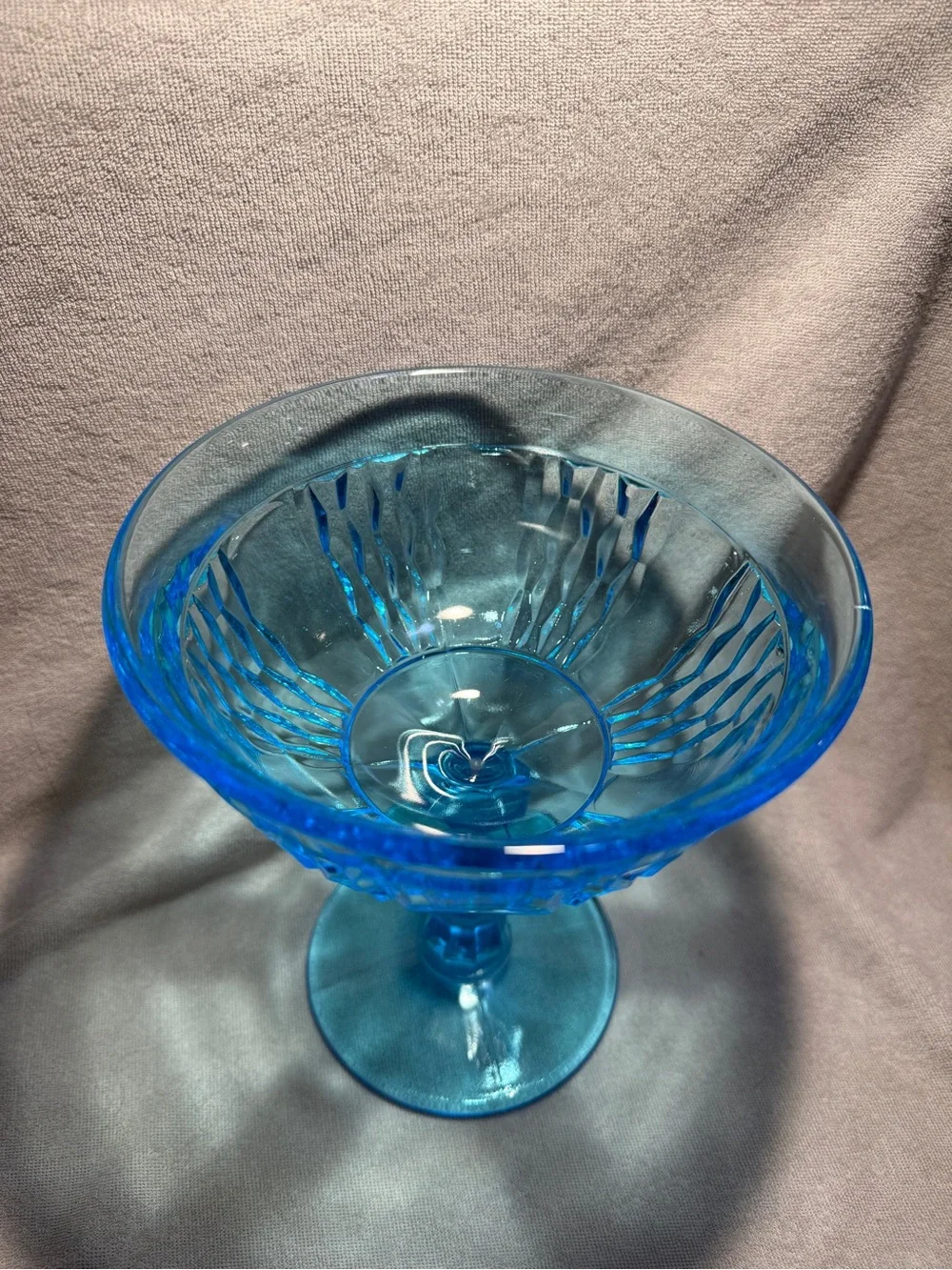Source Unknown Blue Pressed Glass Compote Goblet